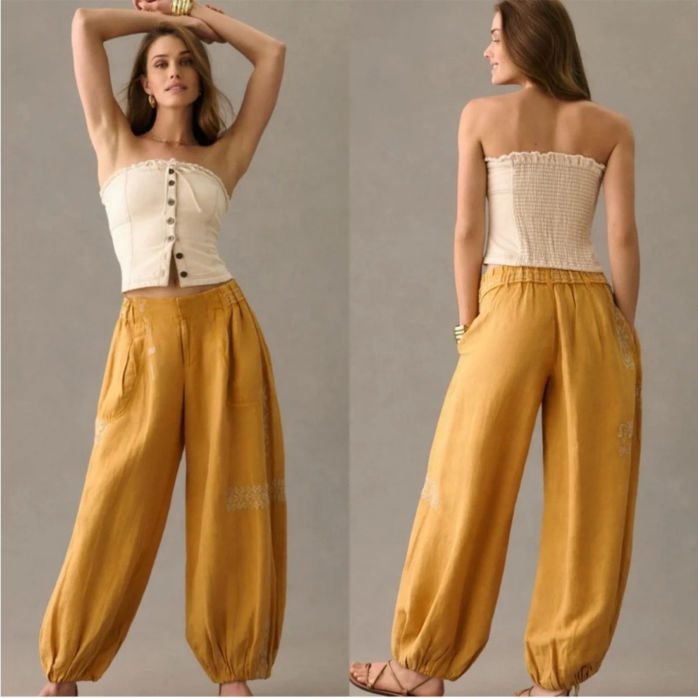 EUC Anthropologie Emboidered Pants size L